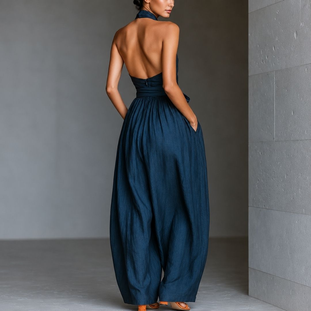 Riviera | Enterizo Azul Marino con Escote al Cuello