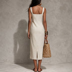 Riviera | Vestido Midi Blanco de Lino