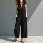 Riviera | Enterizo Negro Elegante con Botones y Corte Fluido